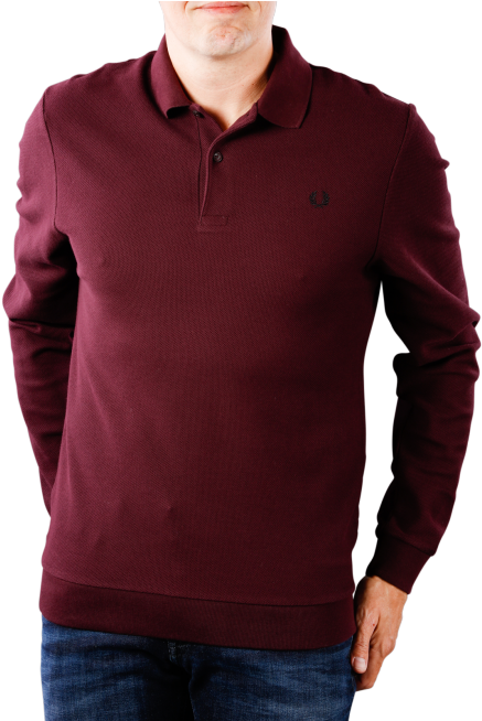 Fred Perry Honeycomb Texture Polo Deep Mahogany - Fred Perry Honeycomb Polo (490x653), Png Download