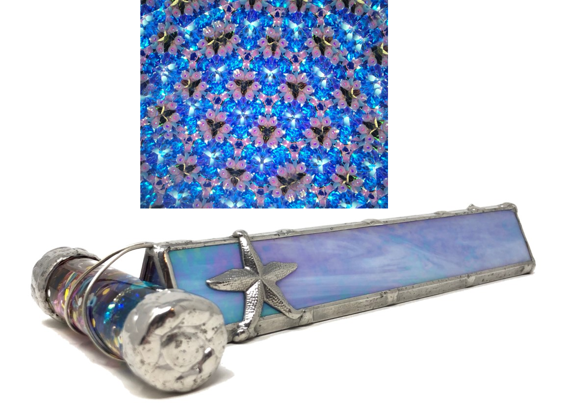 Sea Garden With Starfish In Light Blue Iridescent Stained (1162x850), Png Download