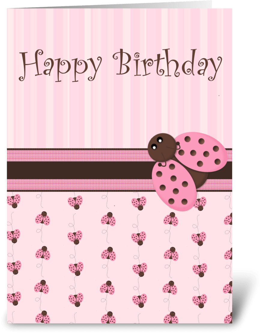 Pink & Brown Ladybug - Happy Birthday (1050x1188), Png Download