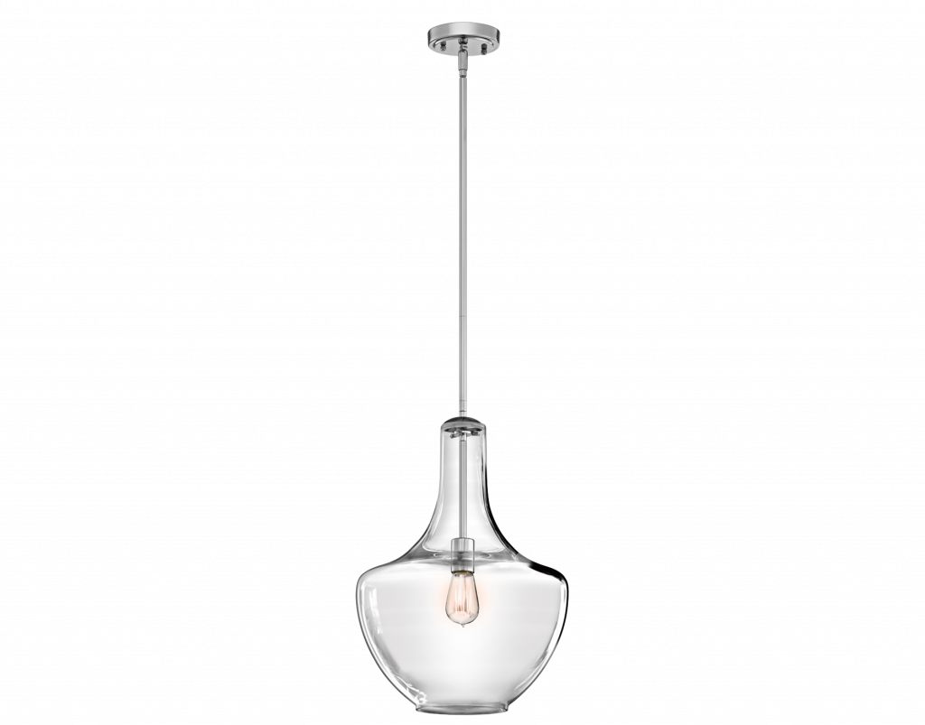 Clear Glass Pendant Light Splendid Kichler Everly 1 - Lampshade (1024x803), Png Download