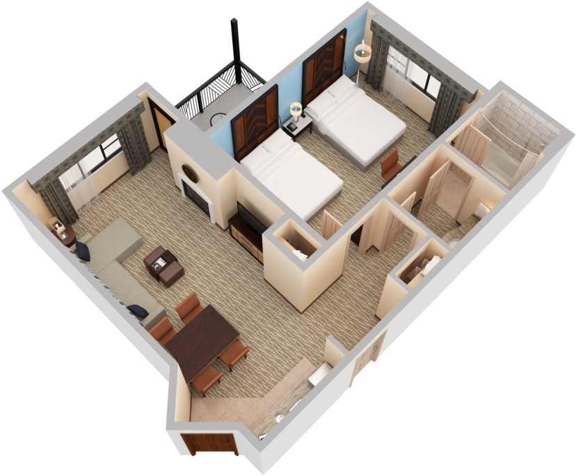 One Bedroom Two Queen Premium Suite - Executive Suite Conrad New York (1024x768), Png Download