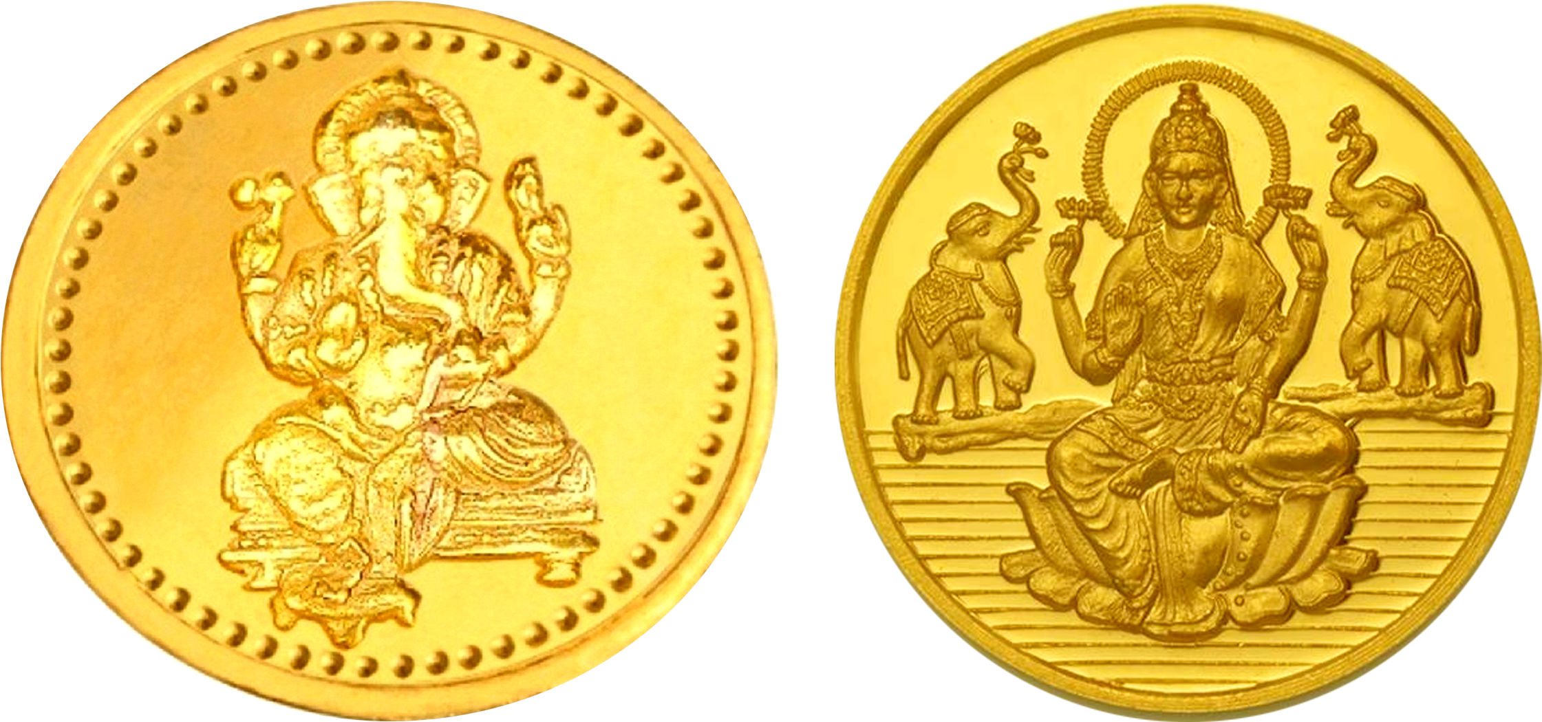 Coins Hd Transparent Images - Lakshmi Gold Coin Png (2400x1138), Png Download