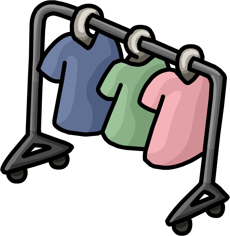 Town Clothing Rack - Clothes Rack Clipart Png (748x766), Png Download