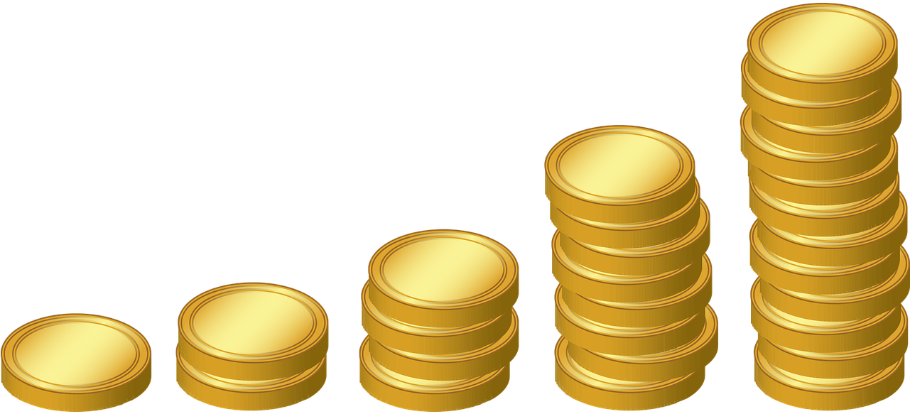 Gold Coin Clip Art - Stacks Of Coins Clip Art (800x369), Png Download