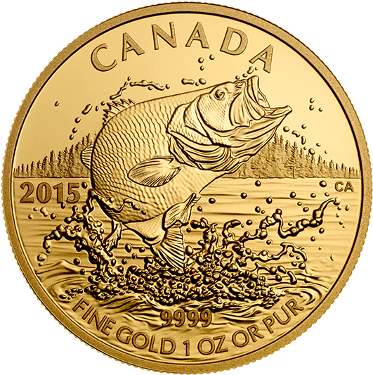 2015 1 Oz $200 Pure Gold Coin - 1 Oz 2015 North American Sportfish: Largemouth Bass (570x570), Png Download