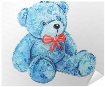 Cute Cartoon Watercolor Plush Toy Blue Bear Illustration - Watercolor Painting (400x400), Png Download