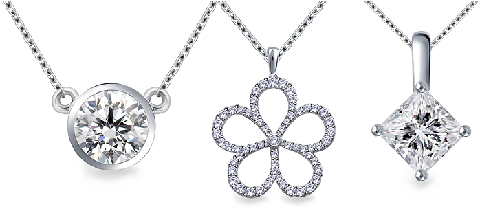 Necklaces & Pendants - 0.25 Cttw. 18k Yellow Gold Round Cut Diamond Solitaire (719x330), Png Download