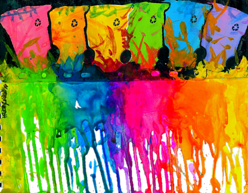 Mixed Media/watercolor, - Acrylic Paint (500x389), Png Download