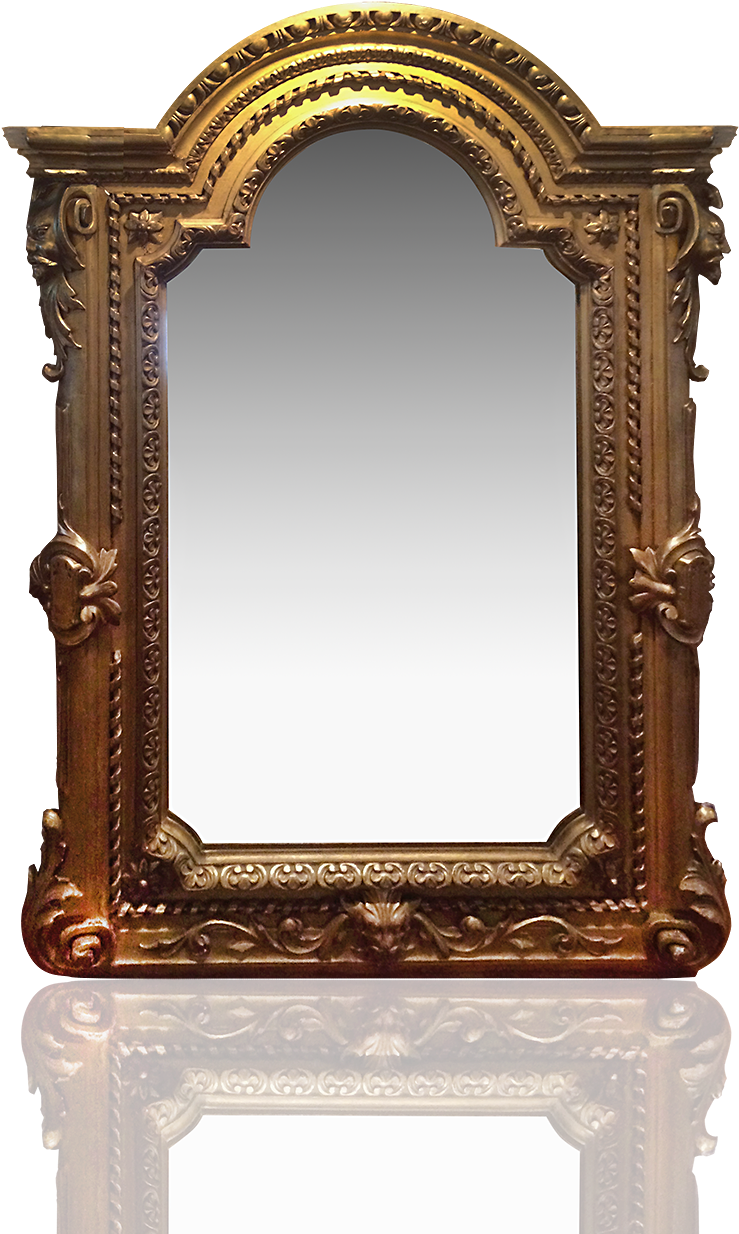 Gothic Revival Carved And Golden Gilded Mirror C - Gothic Revival Architecture (1400x1400), Png Download
