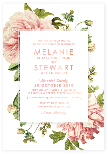Blush Bouquet Invitation Rose Gold Foil - Stamperia Motiv-strohseide Beauty (392x550), Png Download