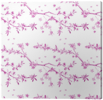 Elegant Seamless Texture With Almond Blossom Flowering - Painting (400x400), Png Download