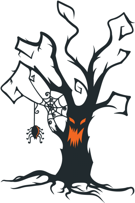 Gumtoo Designer Temporary Tattoos - Creepy Halloween Tree Silhouette (700x700), Png Download
