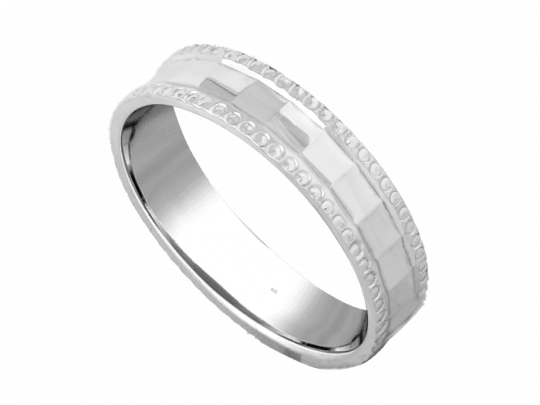 Beaded Border Silver Ring - Bangle (540x405), Png Download