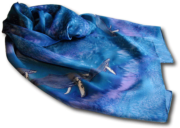 Cetacian - Blue Silk Scarf Png (640x449), Png Download
