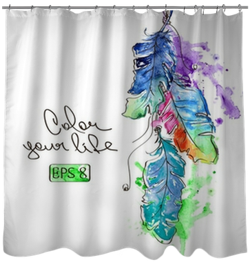 Illustration With Watercolor Feathers Shower Curtain - Watercolor Painting (400x400), Png Download