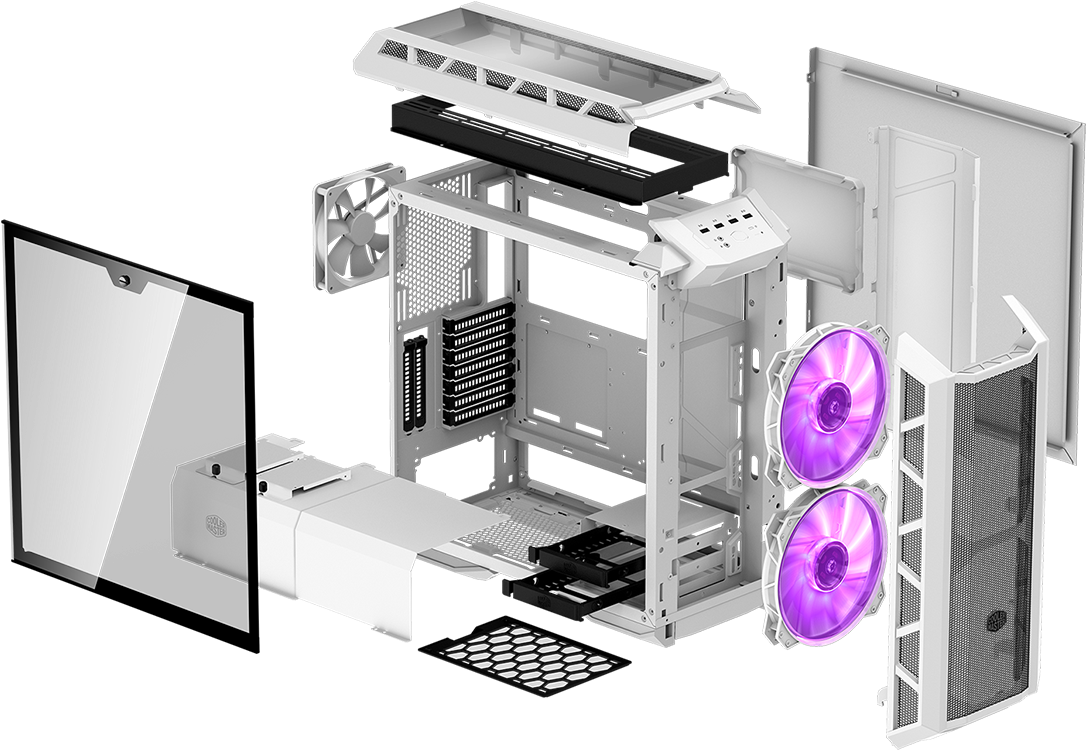 Builder Focused - Cooler Master H500p Mesh White (1101x765), Png Download