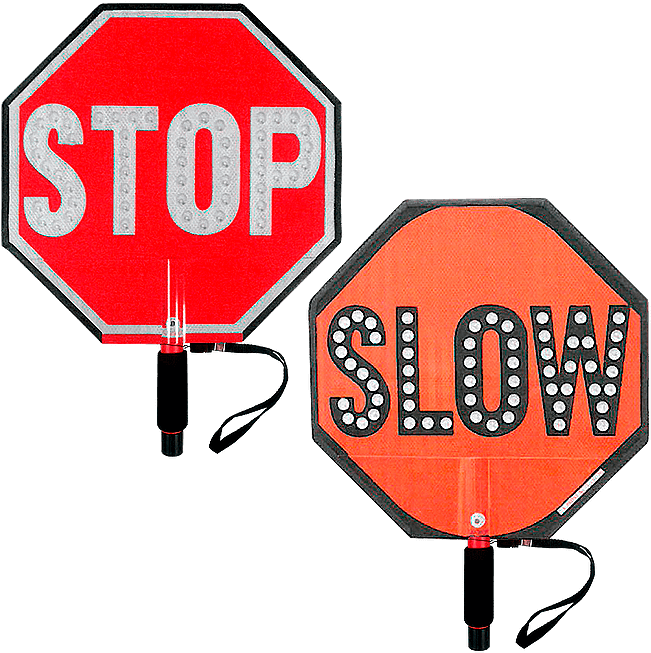 Paddle Stop Slow Flashing Led Hand Held Sign 18 Inch - Hand Held Signs (768x768), Png Download