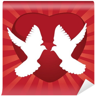 Vector Two White Doves And Red Heart With Red Light - Red (400x400), Png Download