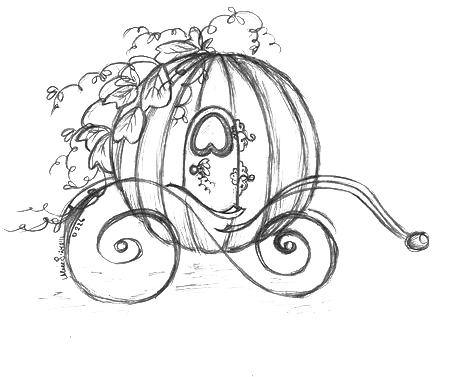 Cinderella Carriage Drawing Pumpkin Sketch - Cinderella Pumpkin Carriage Sketch (540x540), Png Download
