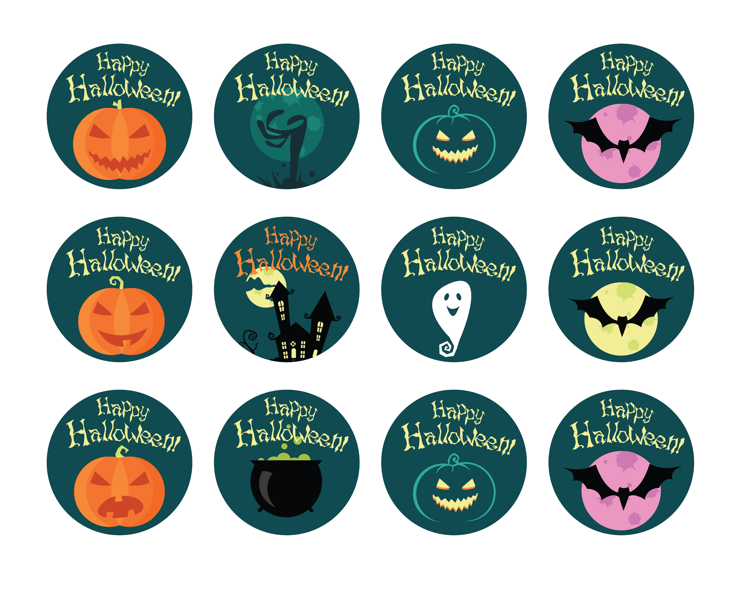 Happy Halloween Cupcake Toppers - Ranunculus Colors (3300x2550), Png Download