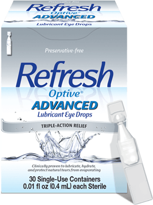 Refresh Optive Advanced Eye Drops - Refresh Preservative Free (307x398), Png Download