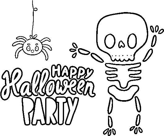 Happy Halloween Party Coloring Page - Fiesta De Halloween Para Colorear (600x470), Png Download