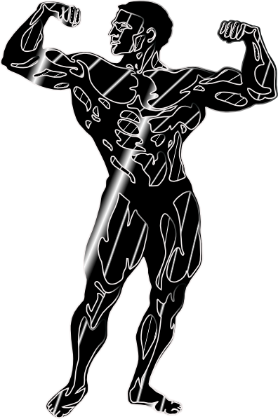 Clipart Library Download Body Builder Clipart - Black Body Builder Cartoon (396x598), Png Download