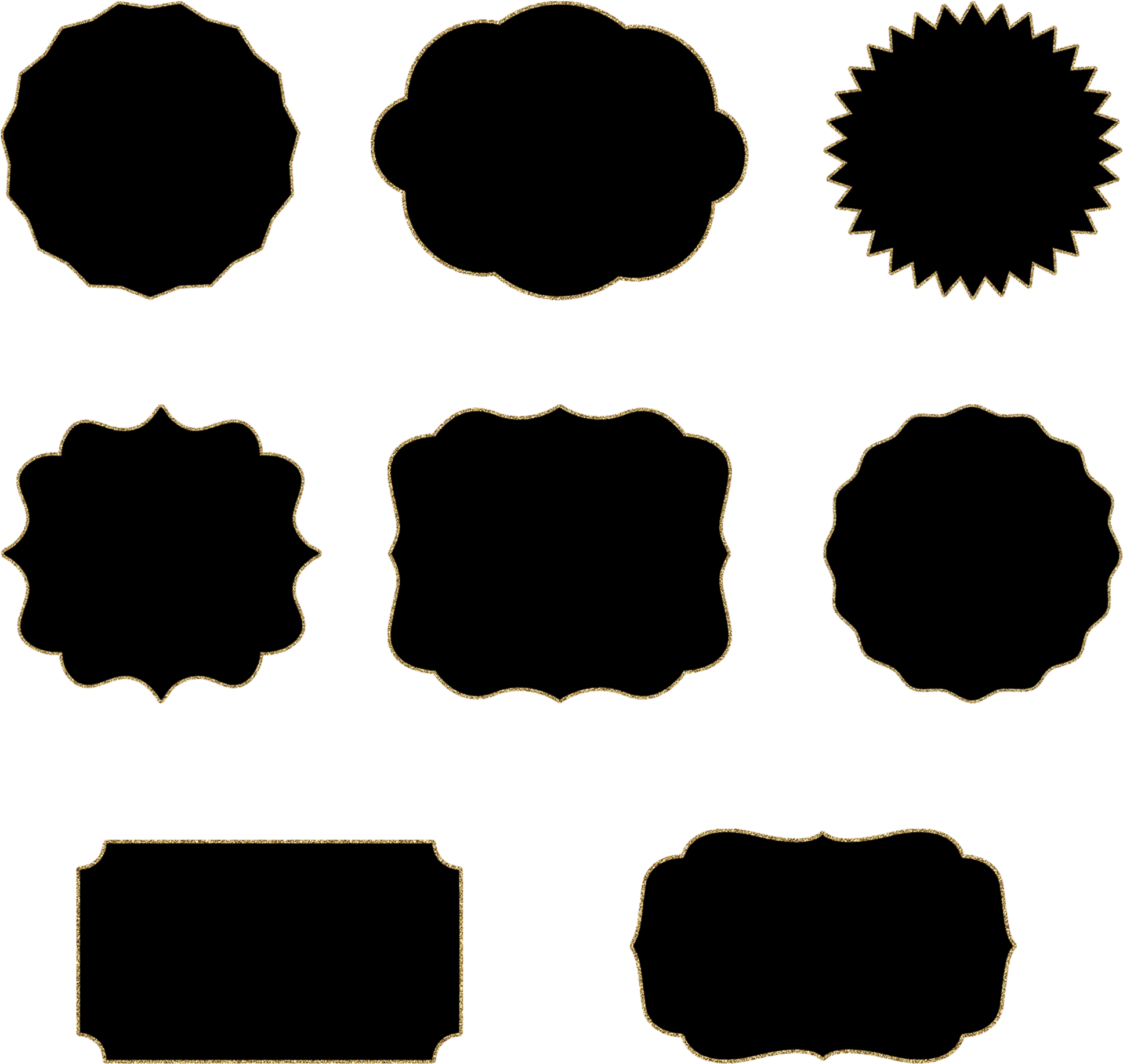 Frames Black And Gold Glitter Border Digital - Amscan Bright Pink Paper Cups 20 Pack (2000x2000), Png Download