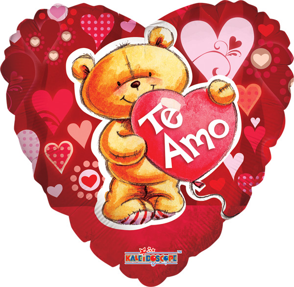 Oso Con Adornos Te Amo Jumbo - 18" Be My Valentine Bear Balloon - Mylar Balloons Foil (600x586), Png Download