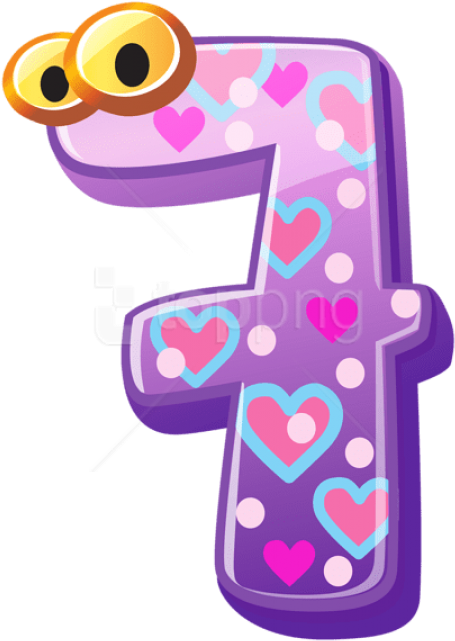 Free Png Download Cute Number Seven Clipart Png Photo - Individual Numbers 1 10 (480x675), Png Download
