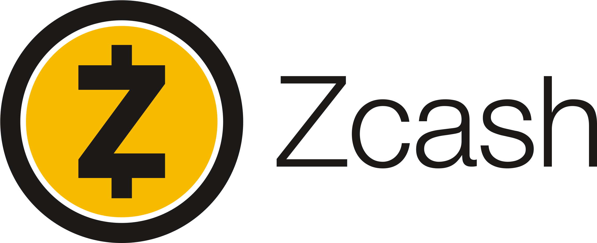 Full Color Horizontal Zcash Logo - Circle (2339x981), Png Download