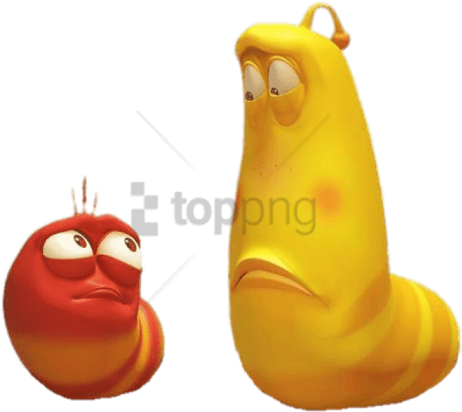 Download Larva Red And Yellow Looking Disappointed - Rubber Ducky (850x680), Png Download
