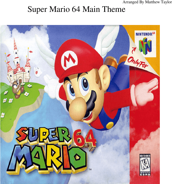 Super Mario 64 Main Theme Sheet Music For Piano, Trumpet, - Super Mario 64 Box (850x1100), Png Download