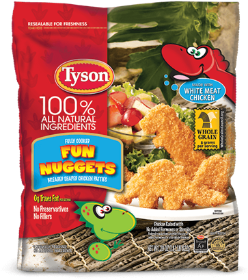Dinosaur Chicken Nuggets Tyson (655x547), Png Download