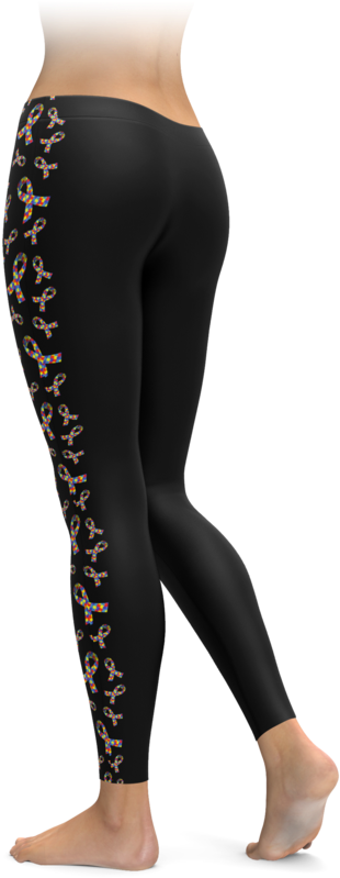 Autism Awareness Ribbon Side Stripe Leggings - Leggings (740x895), Png Download