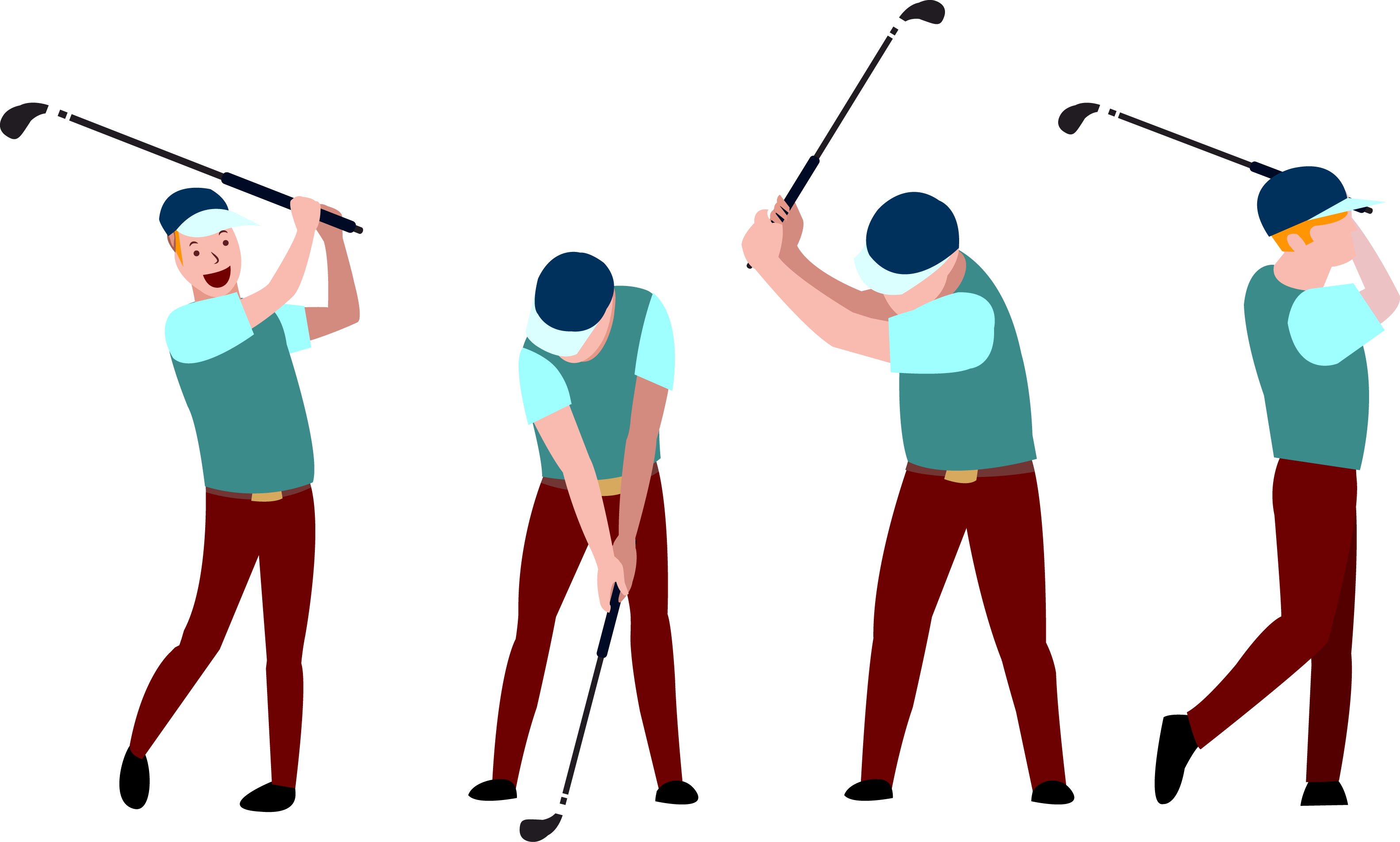 Sport Icon Boy Playing Transprent Png Free - Golf Sport Cartoon (3166x1905), Png Download