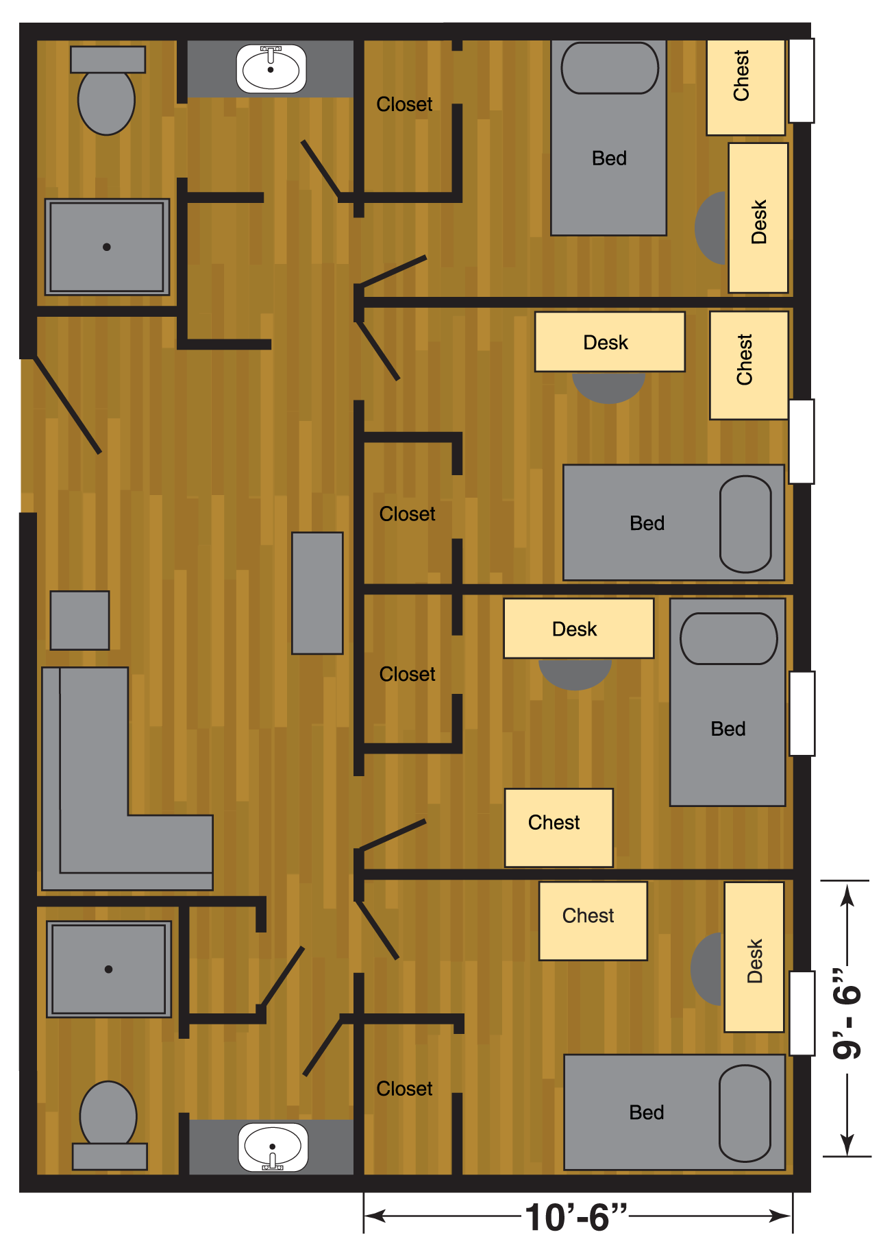 2 Bedroom Talkington - Vanderbilt University Dorm Floor Plans (1800x2000), Png Download