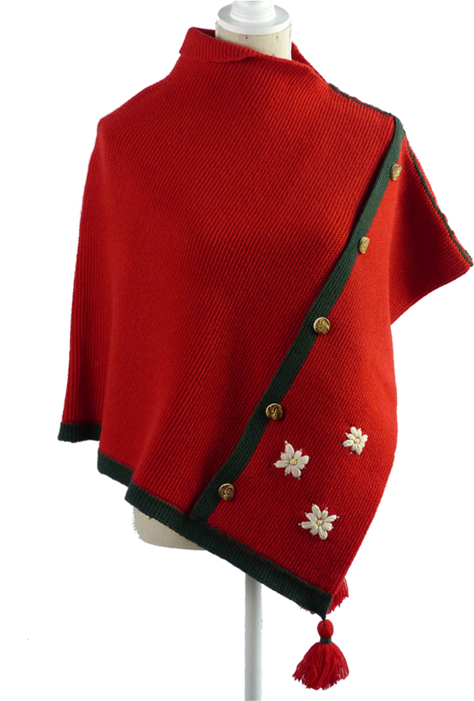 Poncho Helena By Helena Auernhammer Mantelet Red - Woolen (1000x1000), Png Download