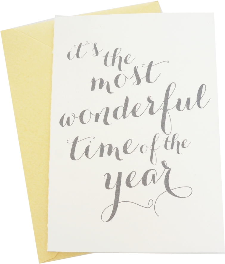Most Wonderful Time Christmas Christmas Holiday Card - Construction Paper (1250x1250), Png Download