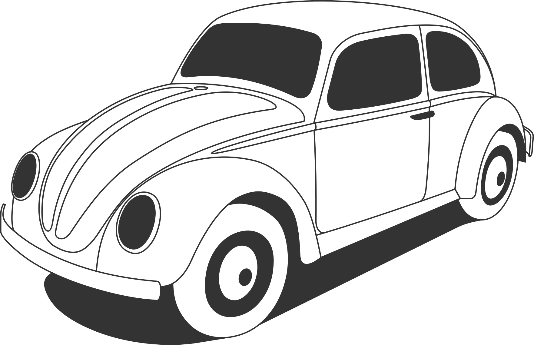 This Free Icons Png Design Of Vw Beetle Classic - Volkswagen Black And White (1763x1139), Png Download