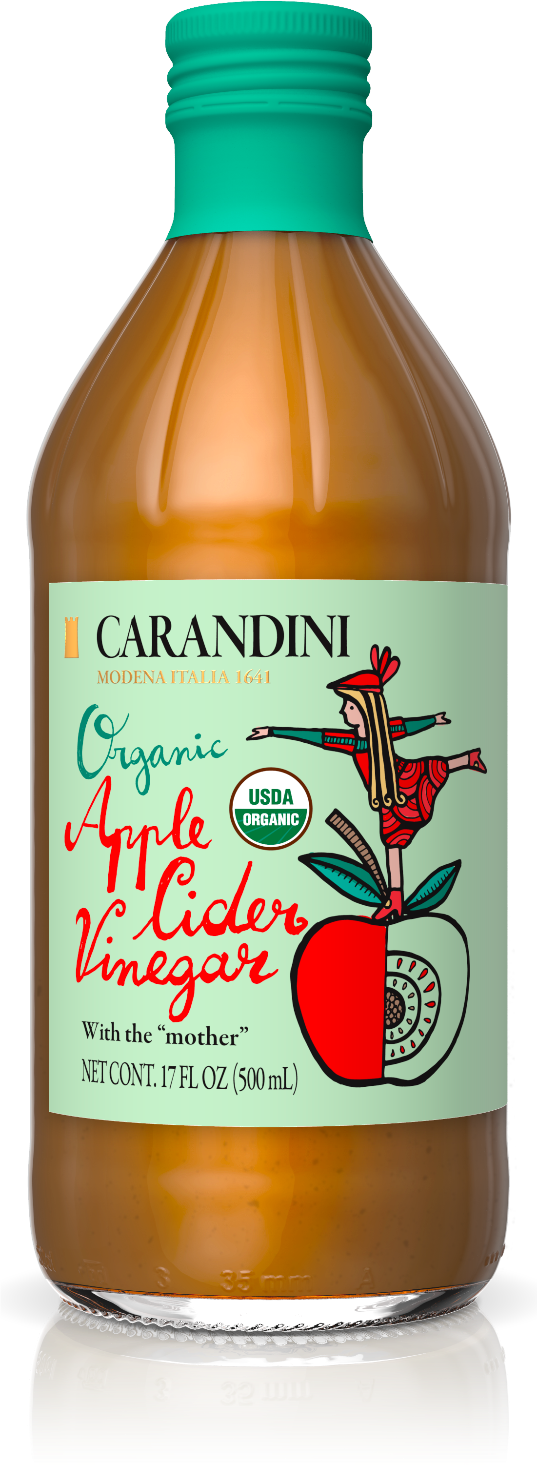 500 Ml - Carandini Apple Cider Vinegar (1100x3010), Png Download