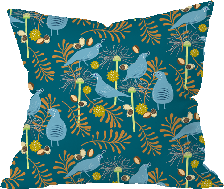 Autumn Quail Floral Pillow Cover - Cushion (800x800), Png Download