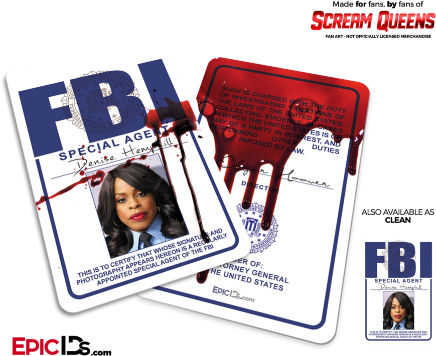 Special Agent 'scream Queens' Cosplay Id Badge - Event (900x750), Png Download