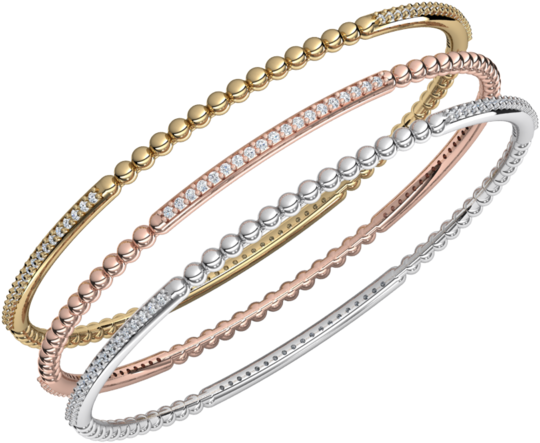 Staking Rose, White And Yellow Gold Bangles From Adwar - Chain (600x600), Png Download