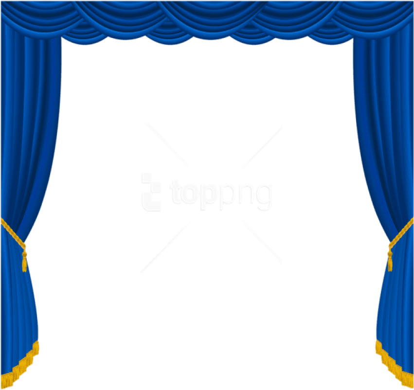Free Png Download Transparent Blue Curtains Decor Clipart - Blue Stage Curtains Png (850x814), Png Download