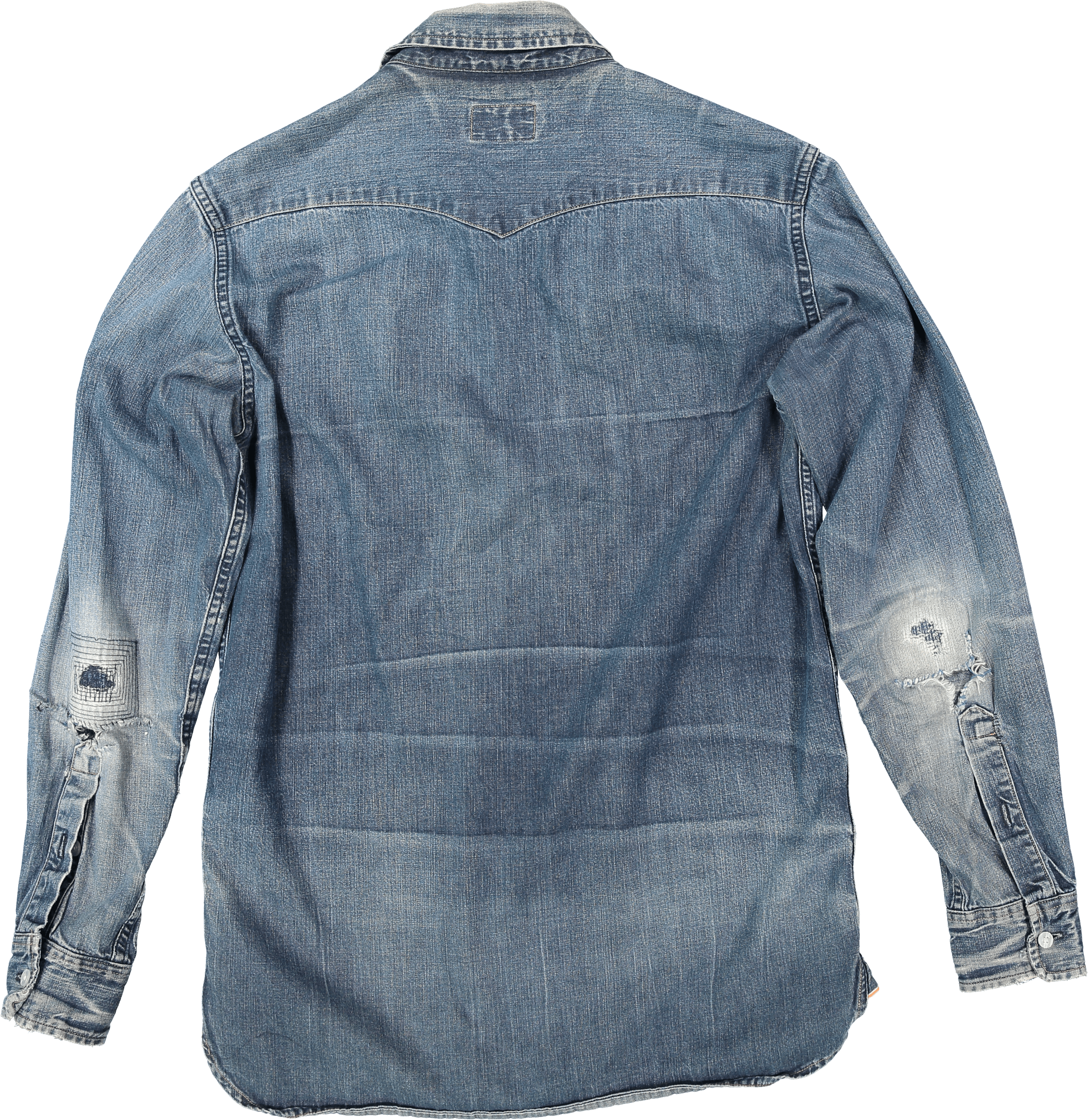 Vintage Denim Shirt - Long-sleeved T-shirt (2936x3020), Png Download
