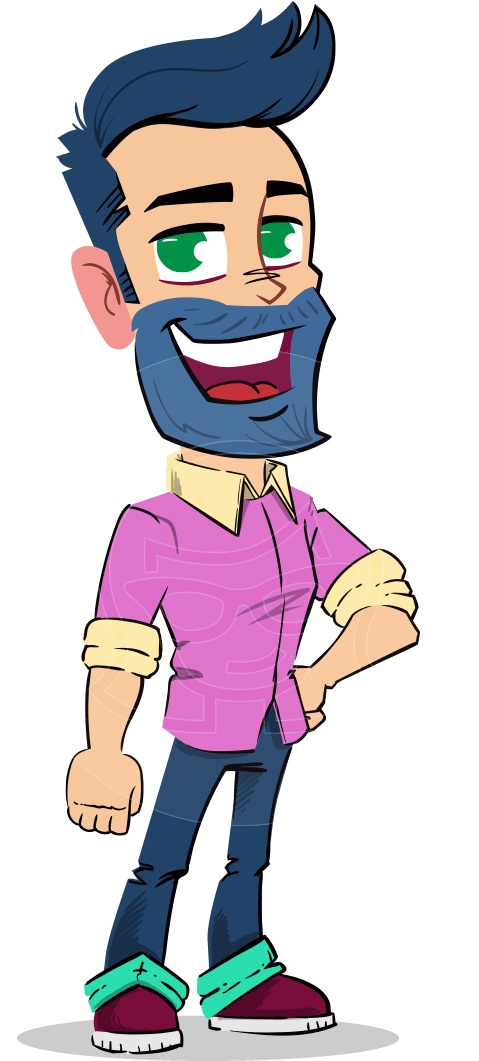 Simple Style Cartoon Of A Man With Beard - Cartoon (957x1060), Png Download