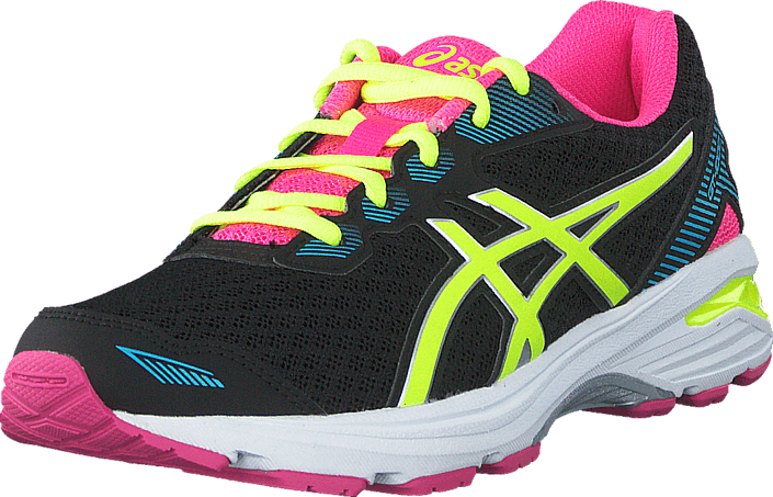 Asics Gt 1000 5 Gs Black/safety Yellow/pink Glow 57107-00 - Womens Latest Asics Volleyball Shoes (705x453), Png Download