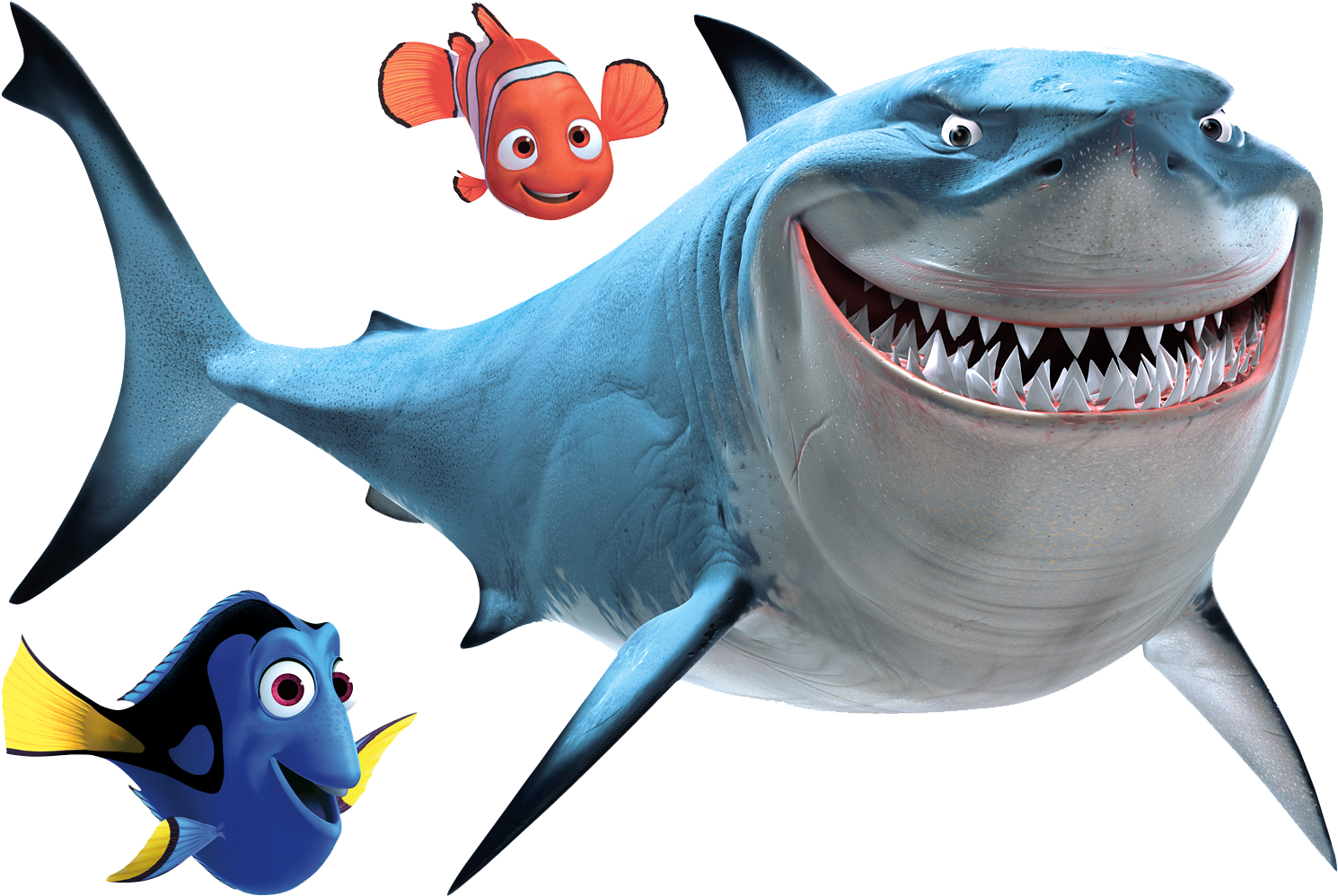 Nemo Fish Png - Finding Nemo Sharks (1596x1116), Png Download