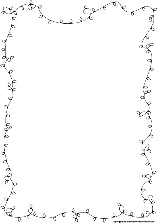 Christmas Lights Border Png Image - Christmas Border Black And White (538x764), Png Download